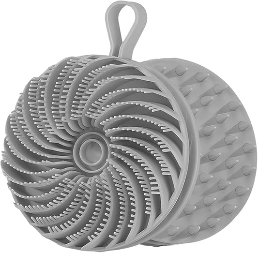 Larger Silicone Body Scrubber&Scalp Massager Hair Growth,Dual Sided Dual-Use,Exfoliating Body Scrubber,Wet&Dry Brush for Hair Massager Scalp,Silicone Shower Scrubber (Grey)