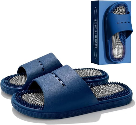 Acupressure Massage Slippers Acupressure Foot Massager Shoes Reflexology Sandals Gift for Men Women Reduce Feet Neuropathy Pain Relief and Tension (Blue2,US Women 9.5-10/ Men -8.5)