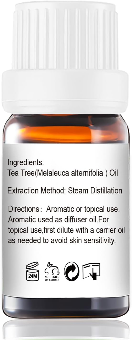 Tea Tree Essential Qil 10ml-100% Pure Tea Tree Oil for Skin, Hair, Face, Nails, Scalp & Foot Soak-Natural Aromatherapy & Toenail Care