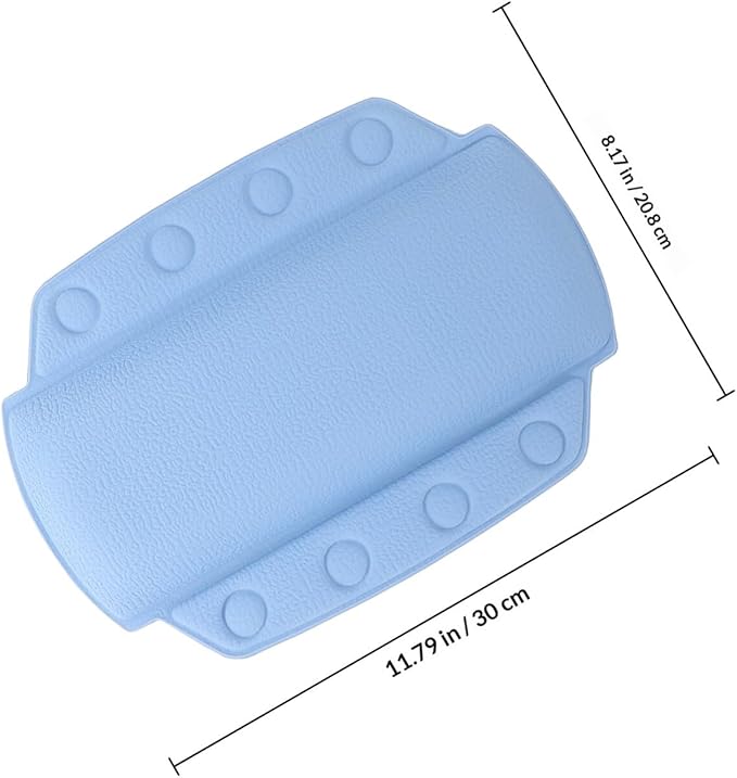 Bathtub Pillow for Neck and Head Support, Medium Size Soft Foam Cushion with Suction Cups, Light Blue Bath Pillow for Tub Soaking at Home and Spa