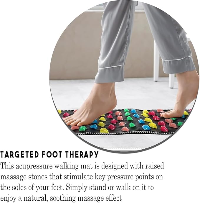 Foot Massage Mat – Reflexology Acupressure Mat with Pressure Point Chart for Stress Relief & Relaxation (68.9 x 13.78 Inches)