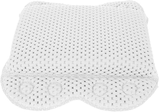 Bath Pillow for Tub with Suction Cups, PVC Foam Soaking Tub Headrest Pillow, Non-Slip Comfortable Bath Head Support for Home Spa, Hotel, and Bathroom Use, White