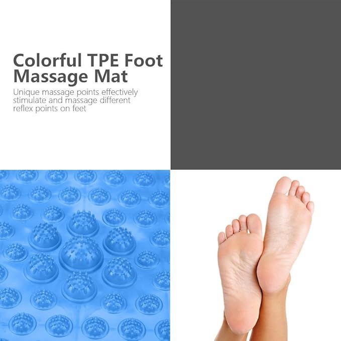 Foot Massage Mat Blood Circulation Tension Release Pad TPE Colorful Foot Acupressure Mat for Home Party Game(Blue)