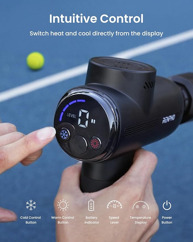 RENPHO Active Thermacool 2 Massage Gun with Heat and Cold, [2026 Upgraded] Percussion Deep Tissue Handheld Neck Massager, FSA Approved, Muscle Masajeador for Men Women Athletes HSA