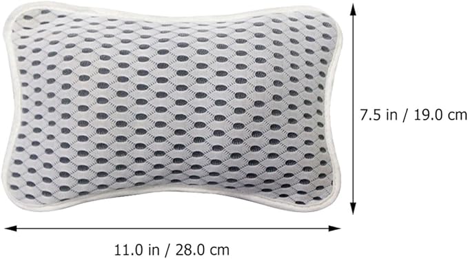 Homoyoyo 3D Mesh Bath Pillow for Tub, Non-Slip Bathtub Cushion with Head and Neck Support, White Polyester Spa Pillow for Home Shower and Relaxation