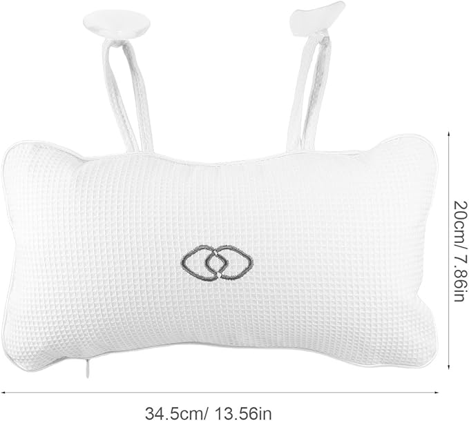 ERINGOGO Inflatable Bath Pillow for Tub, Waffle Embroidered Spa Neck and Headrest Cushion, Waterproof Bathtub Accessory with Suction Cups, Comfortable Tub Pillow for Relaxing Bathing