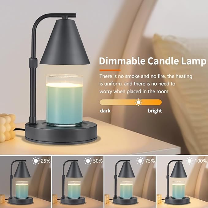 kobodon Candle Warmer Lamp, Electric Candle Lamp Warmer Birthday for Mom Women Home Bedroom Decor Dimmable for Scented Jar Candles(Height-Adjustable)