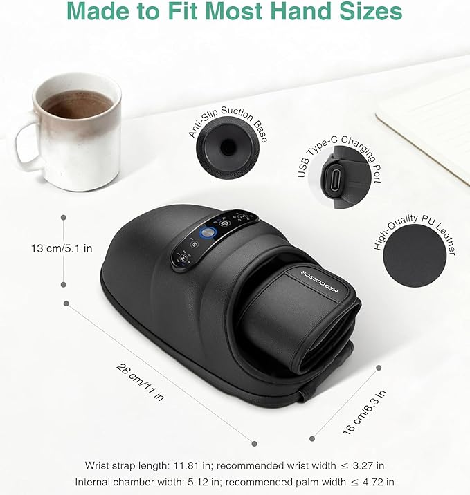 Medcursor Hand Massager - Hand Massager with Heat and Compression for Carpal Tunnel and Stiff Joints, Pain Relief from Wrist to Palm and Finger, Gifts for Women Men (Rechargeable)
