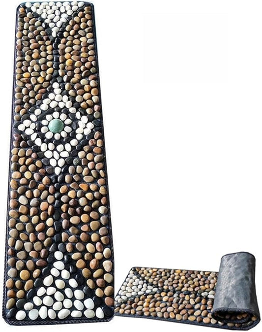 Foot Massage Mat, Rock Mat for Feet, Stone Foot Acupressure Mat with Coral Fleece and Pebbled Design for Relaxation and Health(B)