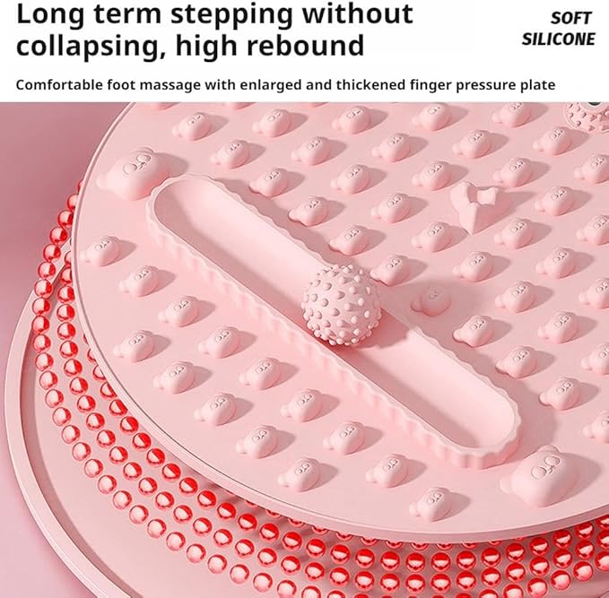 Foot Massage Mat with Two Massage Balls, Silicone Foot Pressure Point Massager Mat, Portable Feet Acupressure Pressure Point Pad Tool for Home Gym Office Travel (Pink 1set)