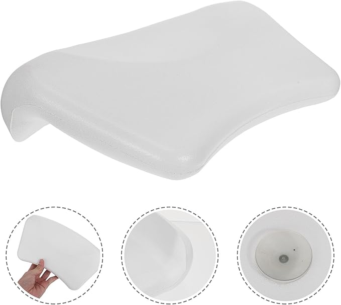 Zerodeko Bathtub Pillow Neck Cushion Soft Pu Spa Bath Pillow White with Suction Cups for Adult Tub Soaking and Home Shower Head Support