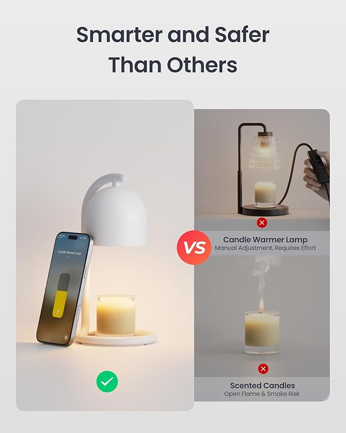 SwitchBot Smart Candle Warmer Lamp with Timer & Voice Control — Dimmable Flameless Candle Wax Melter, Matter-Enabled for Apple Home & Alexa, Perfect Christmas & Birthday Gift for Women, Home Decor