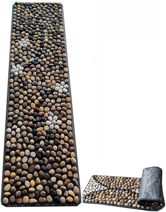 Foot Massage Mat, Rock Mat for Feet, Stone Foot Acupressure Mat with Coral Fleece and Pebbled Design for Relaxation and Health(A)