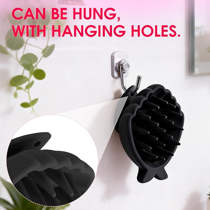 Detangling Silicone Scalp Scrubber Brush, for Wet or Dry Hair, Scalp Brush for Hair Growth and Dandruff Removal,Ergonomic Scalp Massager(Black)