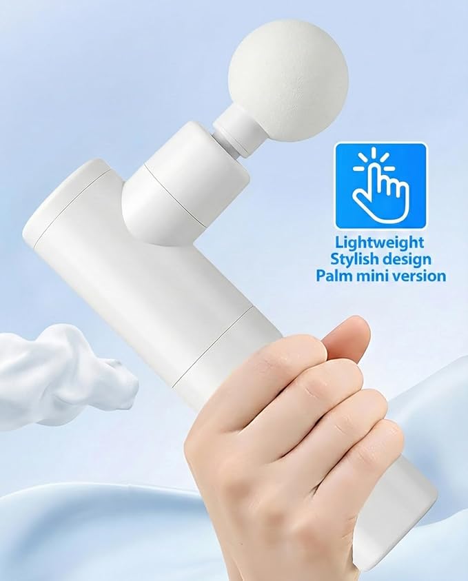 Massage Gun Deep Tissue, Percussion Massager for Back and Neck with 6 Speeds, Cordless Muscle Massager for Pain Relief with 4 Heads, Type-C Charging, Travel Size, Best Gifts (White)
