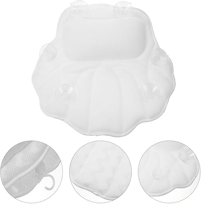 TEHAUX Bathtub Pillow with Suction Cups Non-Slip Bath Tub Head Pillow for Neck and Back Support for Relaxing Soak