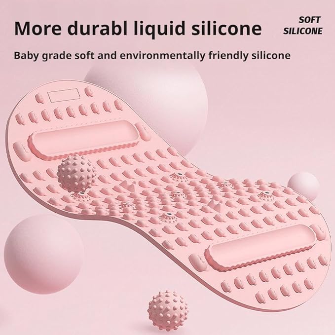 Foot Massage Mat with Two Massage Balls, Silicone Foot Pressure Point Massager Mat, Portable Feet Acupressure Pressure Point Pad Tool for Home Gym Office Travel (Pink 1set)