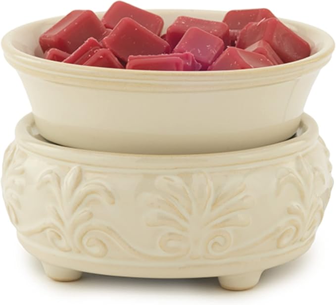 Candle Warmers Etc 2-In-1 Candle and Fragrance Warmer For Warming Scented Candles or Wax Melts and Tarts With To Freshen Room, Sandstone