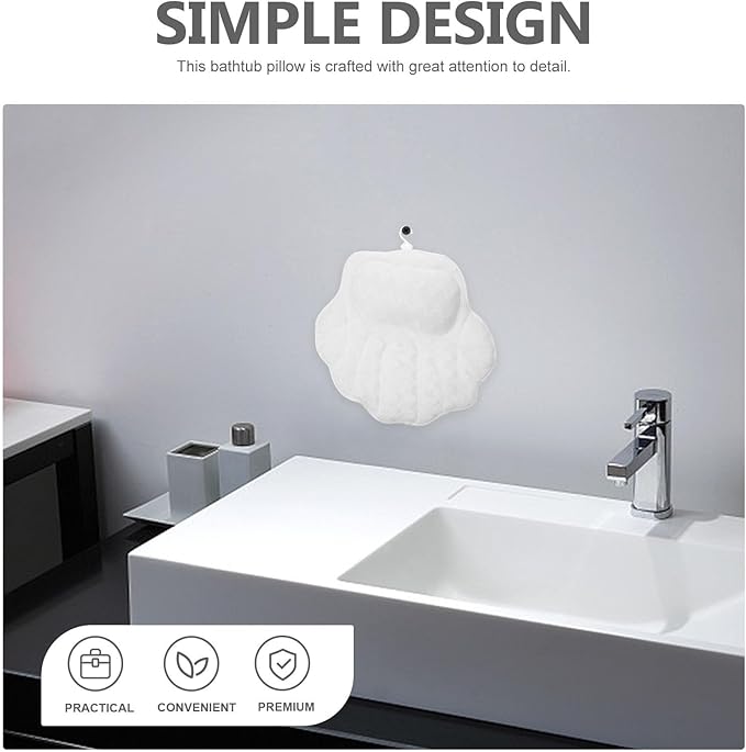 TEHAUX Bathtub Pillow with Suction Cups Non-Slip Bath Tub Head Pillow for Neck and Back Support for Relaxing Soak