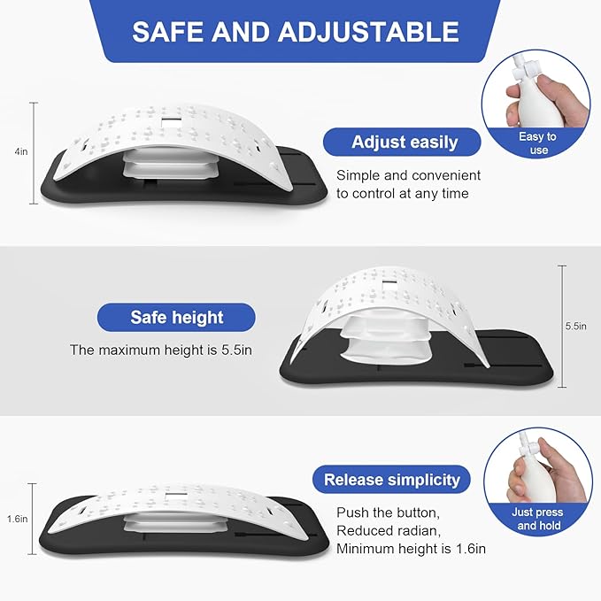 Back Stretcher for Lower Back Pain Relief,Adjustable Lumbar Traction Device, Ergonomic Spine Board with Acupressure Points,Back Massager for Spinal Decompression and Scoliosis