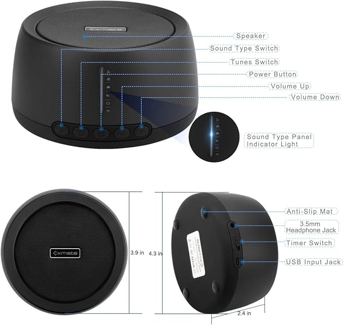 Sound Machine for Office Privacy, White Noise Machine for Sleeping Adults with 30 Non-Looping HiFi Soothing Sound, Memory Function and Timer Sound Machine for Adult Kid Home Office Travel