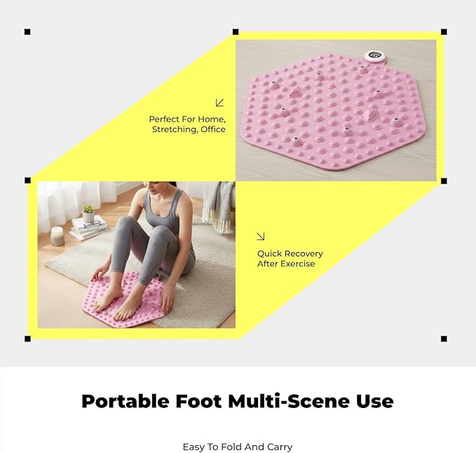 Acupressure Mat for Foot Massage, Foldable Yoga Mat for Living Room And Gym, Hexagon pink timer