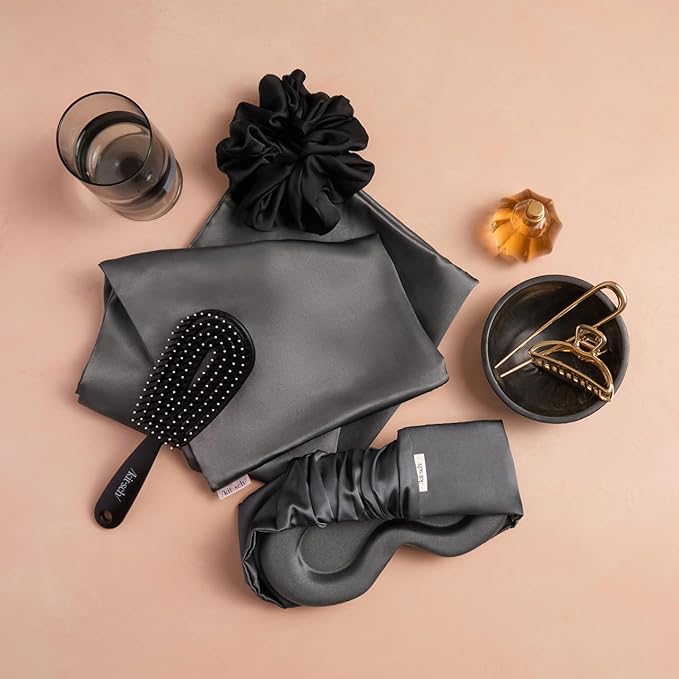 Kitsch Contour Pillow Eye Mask – Softer Than Silk Eye Masks for Sleep, Blindfold Sleep Masks for Women & Men, No Eye Pressure, Lightweight, Eye Care, Travel Essentials - Charcoal