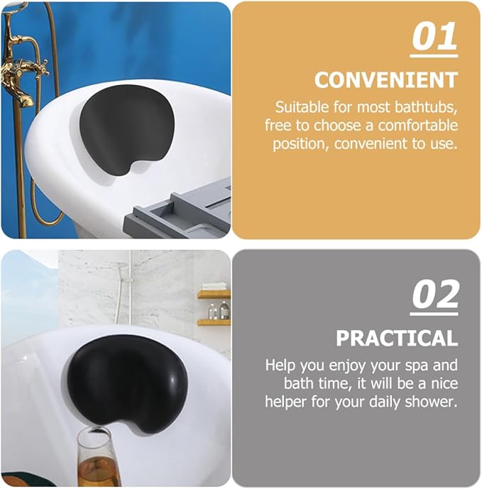 Non-Slip Bath Pillow for Tub 3D Bath Cushion Headrest with Back Support Black Bathtub Pillow for Soaking for Pregnant Women and Adults