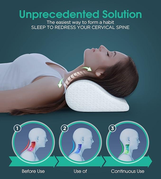 Demelon Cervical Neck Pillows for Pain Relief Sleeping, High-Density Memory Foam Pillow Neck for Bolster Support and Shoulder Relaxer, Decompression Devices Orthopedic Roll Pillow for Bed Office