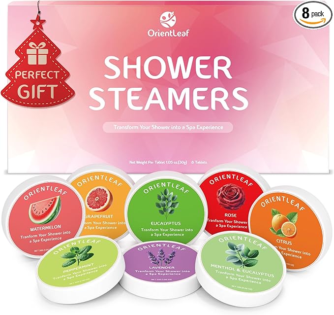 Shower Steamers Aromatherapy, Self Care Birthday Gifts for Women, 8 Pack Stocking Stuffers Christmas Gifts for Mom Men Teen Girls Adults, Stress Relief Shower Bombs