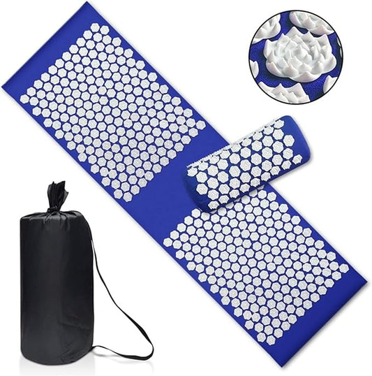 Upgrade Long Nonslip Acupressure Cushion Sensi Massage Mat Kuznetsov's applicator Relieve Back Pain Foot Massager Fitness Pilate(Update3pc Blue)