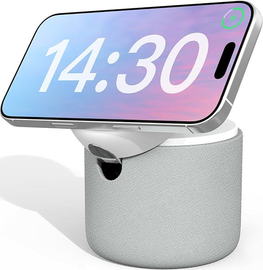 ANJANK White Noise Sound Machine with Wireless Charger Stand, 20 Soothing Sleep Sounds, 32-Levels Volume, Auto-Off Timer, Magnetic Charging for iPhone, White Noise Machine for Adults, Home, Travel