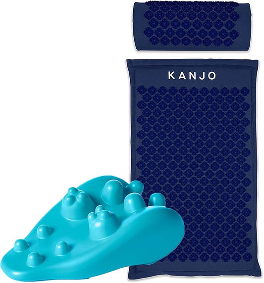 Navy Kanjo Premium Acupressure Mat and Pillow Set for Back Pain Relief & Neck Pain Relief with Carry Bag Kanjo Acupressure Neck Pain Relief Cushion