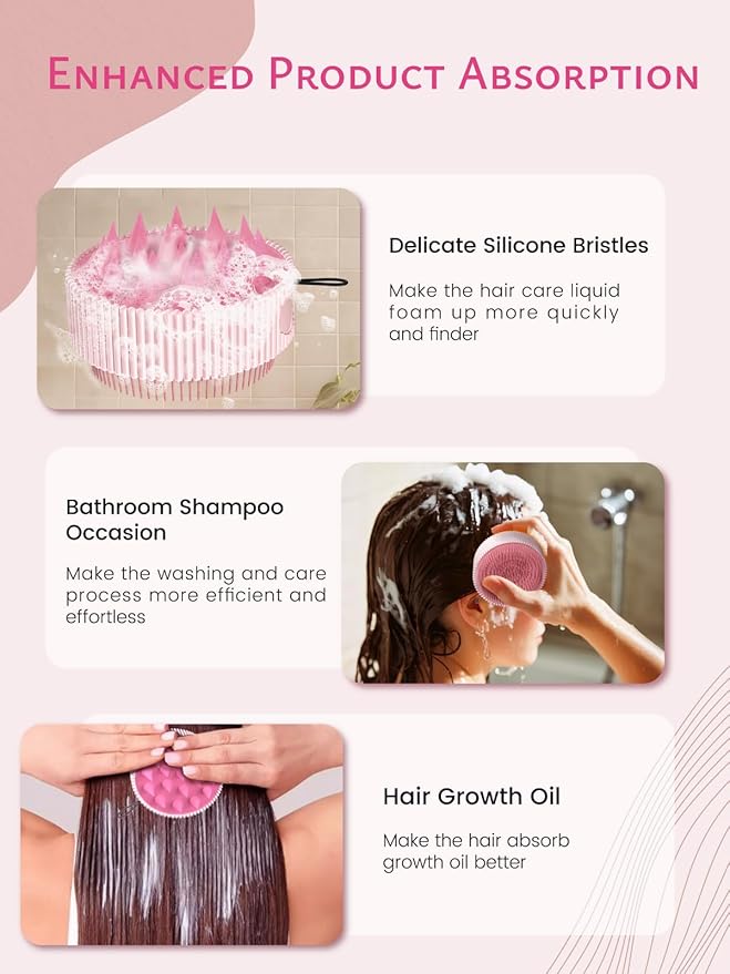 Rena Chris Scalp Massager Hair Growth: Scalp Scrubber Brush Tool with Double-Sided Soft Silicone Bristles, Head Skin Care Massage Treatment Exfoliator Dandruff Removal for Dry/Wet Straight/Curly Hair