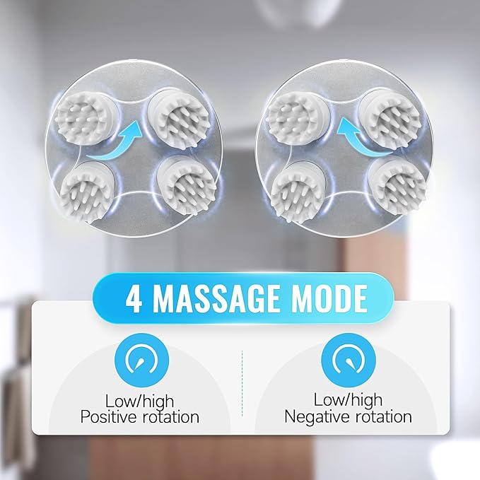Electric Scalp Massager, Cordless Hair Scalp Massager Portable Head Scratching Massager with 4 Modes Vibration Comb for Hair Growth, Deep Cleansing and Stress Relaxation