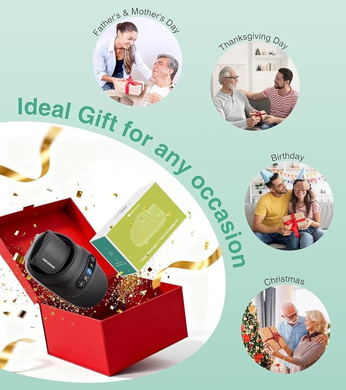 Medcursor Cordless Hand Massager - Hand Massager with Heat and Compression, Hand Warmer with Acupressure Beads, 6 Massage Modes, 2 Heat Levels, 3 Timers