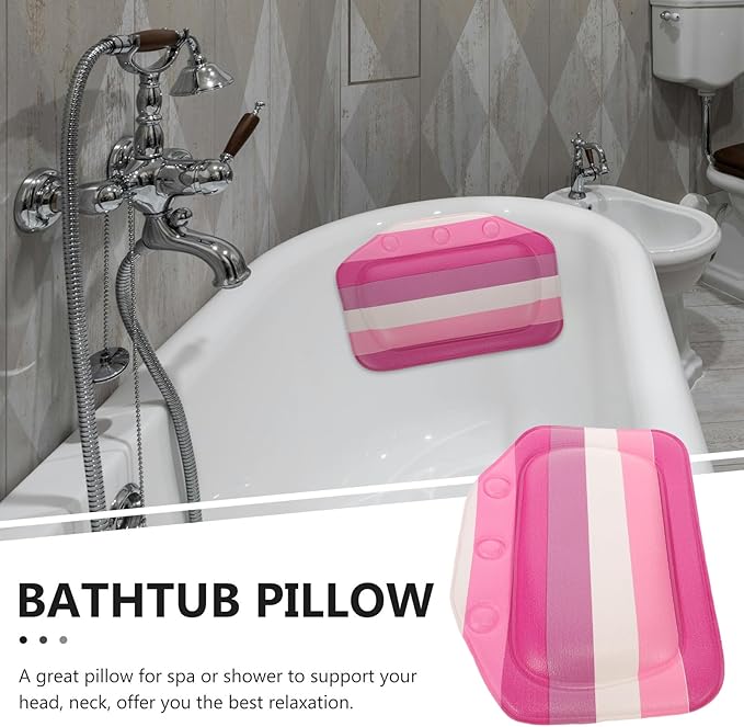 Bathtub Neck Pillow with Suction Cups, Foam Bath Pillow for Tub Head Support, Bathroom Spa Headrest Cushion for Home, Hotel, Sauna, and Relaxation Use