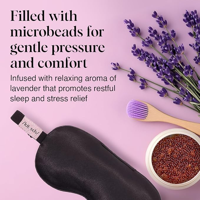 Kitsch Weighted Satin Sleep Mask - Weighted Eye Masks for Sleep and Travel - Lavender Ultra-Soft Sleeping Eye Mask for Women and Men - Light Blocking, Adjustable Strap, (4.1oz/116g)