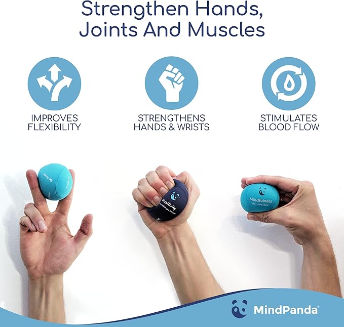 Mind & Body Stress Balls for Adults - Multi-Density Squeeze Balls for Hand Therapy & Grip Strengthening - Stress & Anxiety Relief - Soft to Triple Density Options