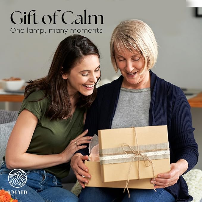 UMAID Himalayan Salt Lamp Rectangle, Natural Pink Rock Lamp on Modern Wood Base with Night Light Bulb and Dimmable Cord, Unique Home Decor, Zen Gifts, Perfect for Spa and Meditation Accessories