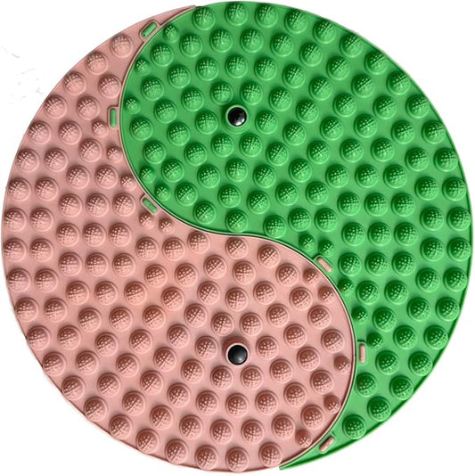 Foot Massager Mat, Yinyang Balance Tai ji Bagua Pattern with Magnetic Therapy, Acupressure Reflexology Mat for Daily Foot Relaxation and Pain Relief, Pink and Green