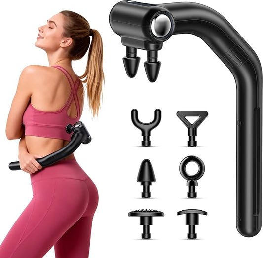 Dual Head Massage Gun Deep Tissue,3 in1 Back Massager for Pain Relief with Detachable Extension Handle, Percussion Massage Gun for Neck,Shoulder,Thigh & Waist,Gifts for Men Women