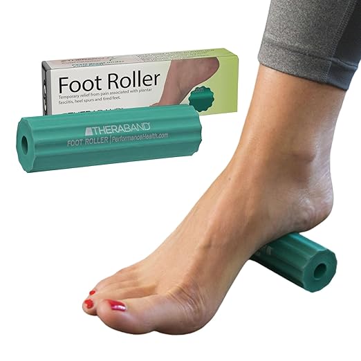 THERABAND Foot Roller for Foot Relief, Massage Ball Roller for Arch Discomfort, Plantar Fasciitis Treatment, Heel Spurs Reliever, Tired Feet, Best Foot Massager with Ridges for Self Myofascial Release