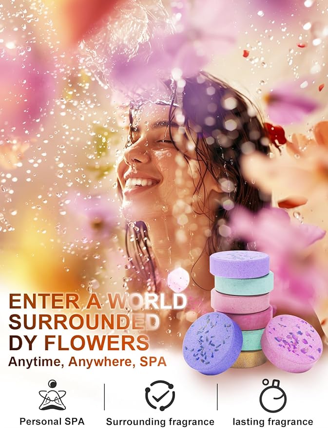 Shower Steamers Aromatherapy Stocking Stuffers 8 Scents, Christmas Gifts for Women Elegant Packaging Birthdays Gifts for Mom, Natural Essential Oil Home Spa Self Care & Relaxing