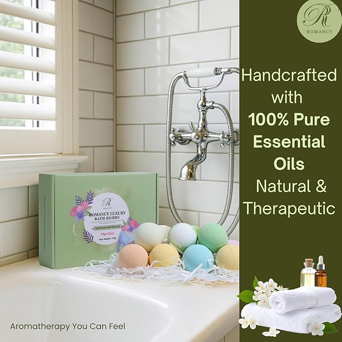 Bath Bombs Gift Set, 12 Pack Aromatherapy Bath Bombs for Women & Men Relaxation – Spa Bath Fizzies with Lavender & Eucalyptus, Self Care Gifts Birthday & Mother’s Day, Wife, Girlfriend, Mom, Dad