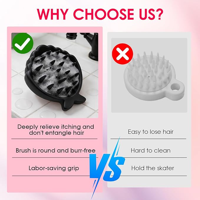 Detangling Silicone Scalp Scrubber Brush, for Wet or Dry Hair, Scalp Brush for Hair Growth and Dandruff Removal,Ergonomic Scalp Massager(Black)