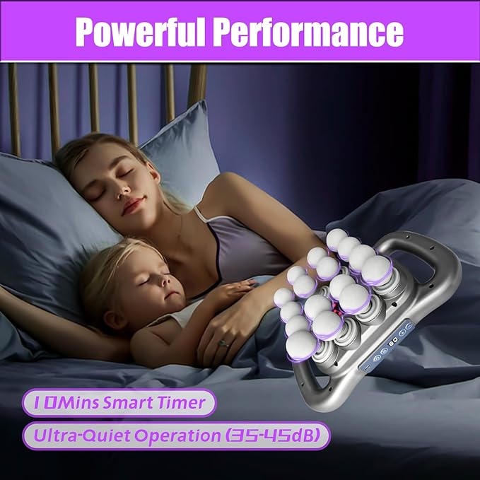 Massage Gun Deep Tissue with 16 Heads, 9 Modes & 9 Levels – Full Body Muscle Massager for Fascia, Electric Percussion Massager Gun for Muscles