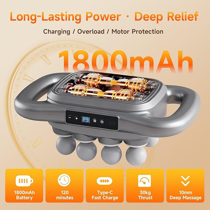 16-Head Massage Gun Set, Deep Tissue Percussion Massager with 9 Modes & 9 Intensity Levels, Quiet Muscle Massage Gun for Back, Shoulders, Legs, Foot, and Body Muscle Pain Relief