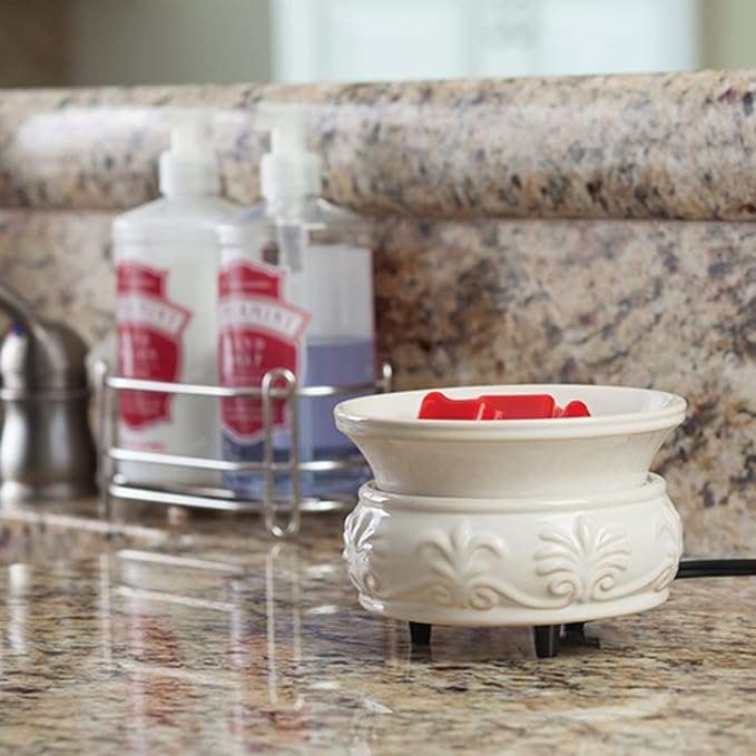 Candle Warmers Etc 2-In-1 Candle and Fragrance Warmer For Warming Scented Candles or Wax Melts and Tarts With To Freshen Room, Sandstone
