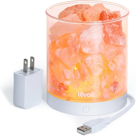 LEVOIT Himalayan Salt Lamp Crystal Rock, Hymilain Sea Salt Lamps, Pink Crystal Salt Rock Lamp,Gift Lamp, Night Light,(ETL Certified) Dimmable Touch Switch, Cora